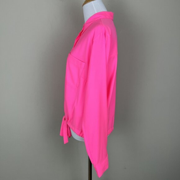 Express Shirt Top Women Large Relaxed Portofino Tie Front Button Long Sleeve NEW - Picture 9 of 13